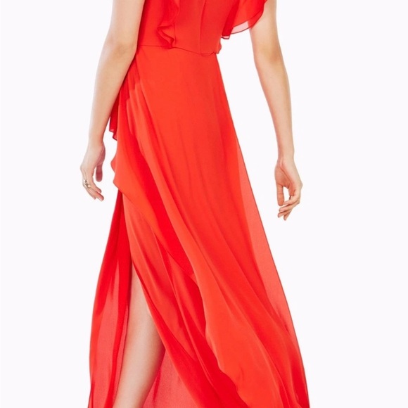BCBGMAXAZRIA “Callie” Ruffle Wrap Gown – Size 4 – Bittersweet Red - Picture 3 of 8